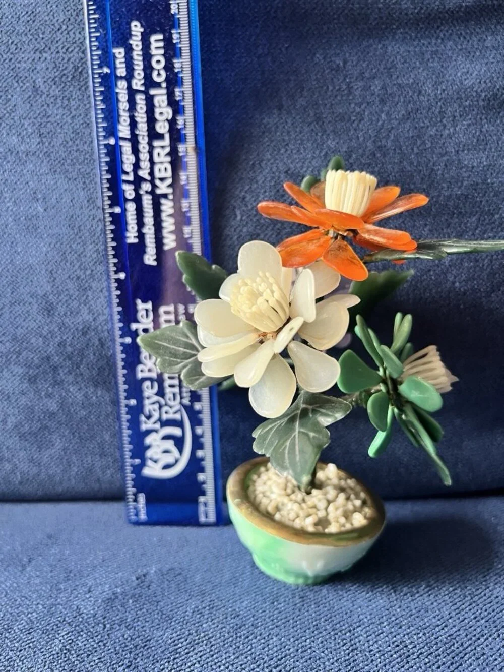 MCM LUCITE Jade Flower Tree Sculpture Acrylic Arrangement Asian Chinese Colorful